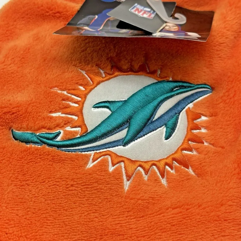 Miami Dolphins NFL Football Ultra Fleece Hoodie Scarf Orange Embroidered Logo